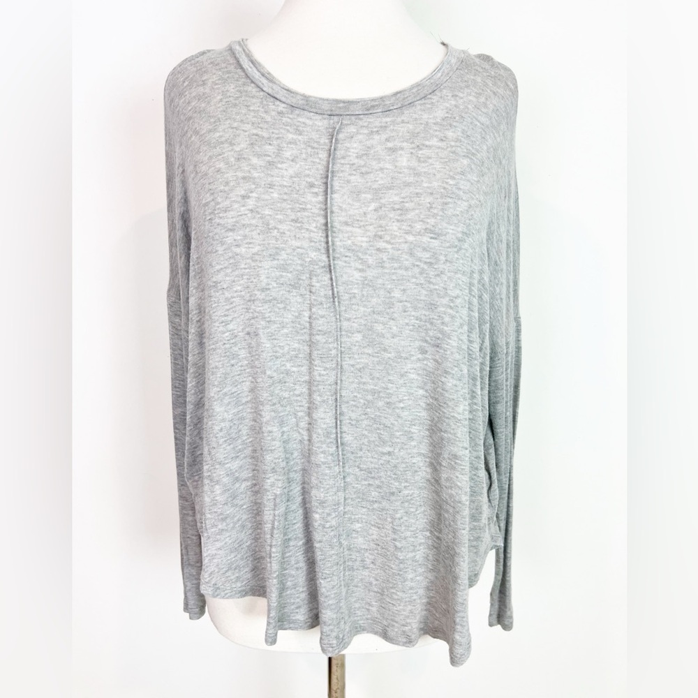 VELVET BY GRAHAM & SPENCER GRAY SEAM FRONT LONG SLEEVE SHIRT WOMENS SZ XS